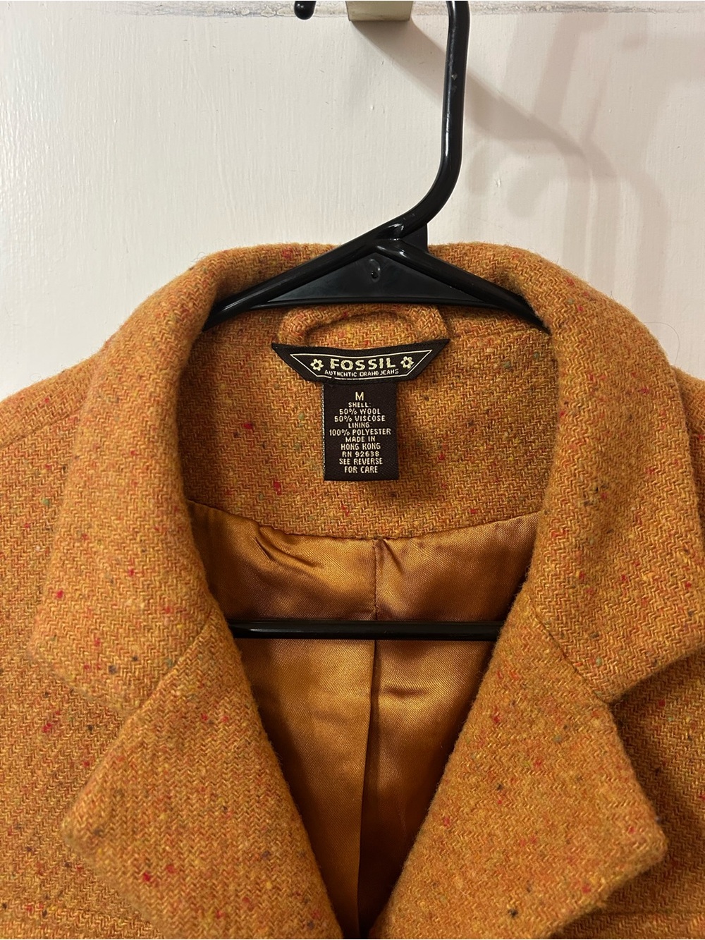 Fossil Mustard Wool-Blend Notch Collar Button Jacket View 2